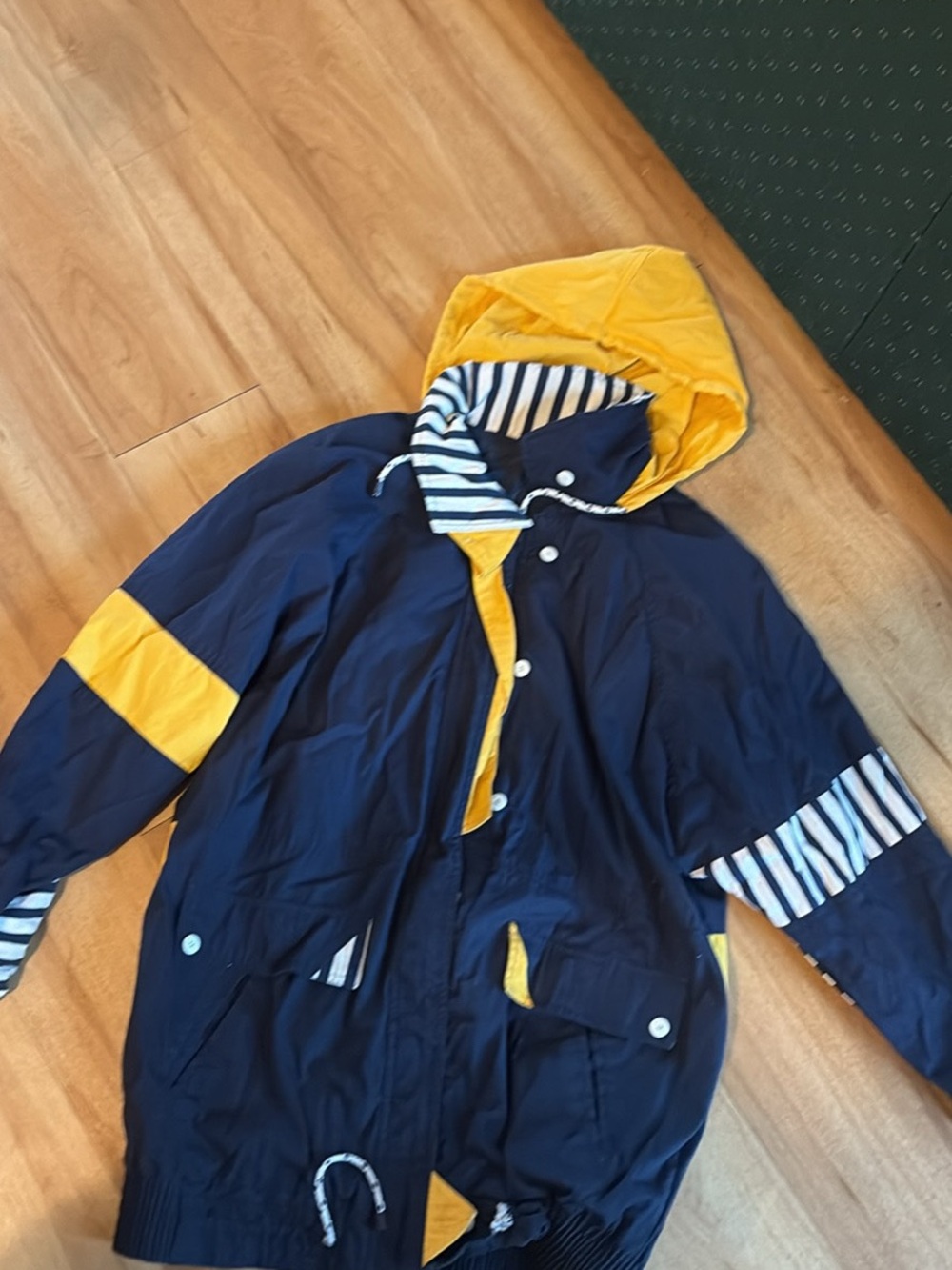 Westport Navy and Yellow Hooded Windbreaker